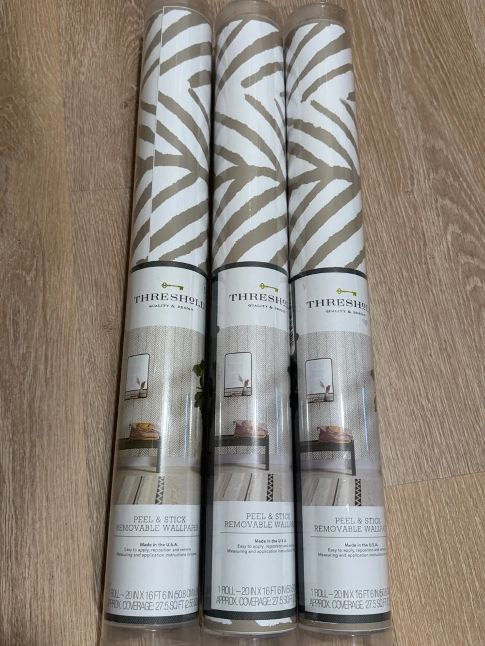 Threshold Beige and White Herringbone Peel & Stick Removable Wallpaper Rolls